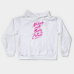 in a white corner Kids Hoodie